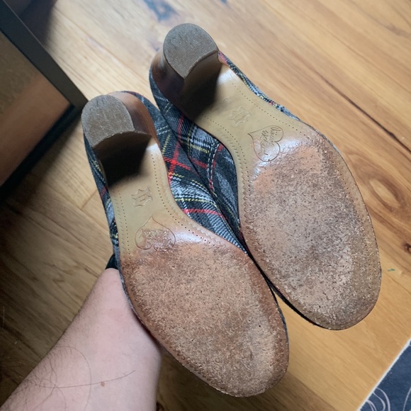 schoolgirl academia heels lace up plaid vintage - Picture 2 of 5